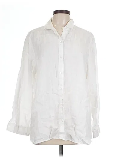 Pre-owned Jjill Long Sleeve Button Down Shirt In White