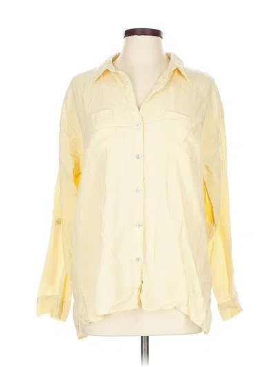 Pre-owned Jjill Long Sleeve Button Down Shirt In Yellow