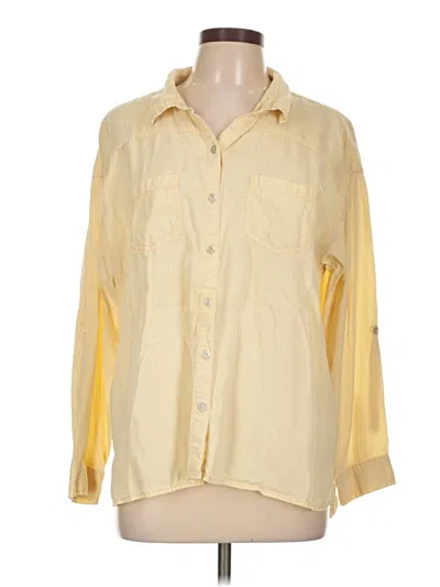 Pre-owned Jjill Long Sleeve Button Down Shirt In Yellow