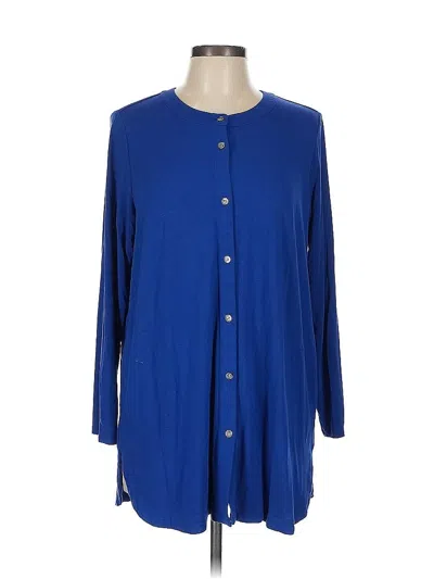 Pre-owned Jjill Long Sleeve Henley Shirt In Blue