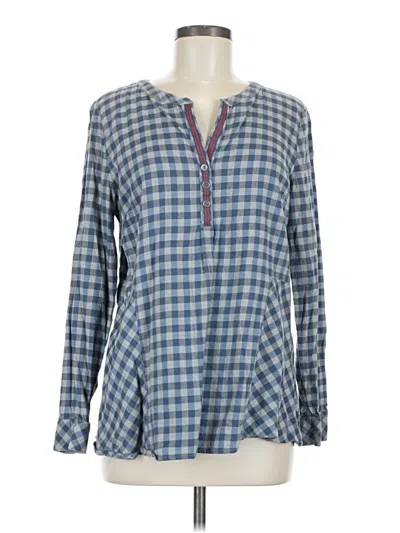 Pre-owned Jjill Long Sleeve Henley Shirt In Blue