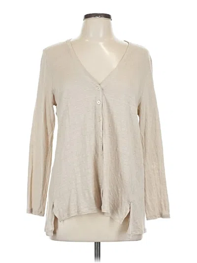 Pre-owned Jjill Long Sleeve Henley Shirt In Brown