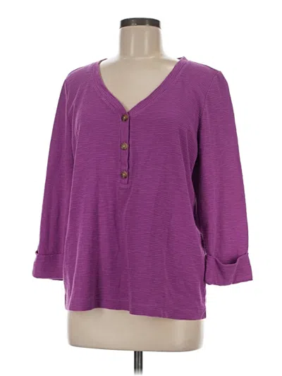 Pre-owned Jjill Long Sleeve Henley Shirt In Purple