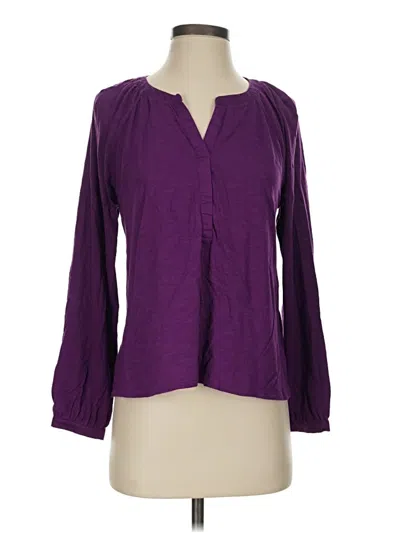 Pre-owned Jjill Long Sleeve Henley Shirt In Purple
