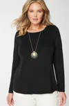 Jjill J.jill Long-sleeve Pima Crew-neck Tee In Black