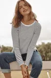 Jjill J.jill Long-sleeve Pima Crew-neck Tee In Cream,black