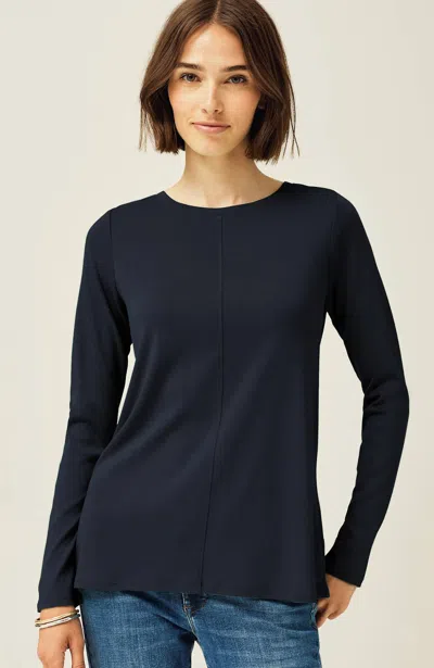 Jjill J.jill Long-sleeve Pima Crew-neck Tee In Navy Blue