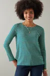 Jjill J.jill Long-sleeve Pima Crew-neck Tee In Oceanside,cream
