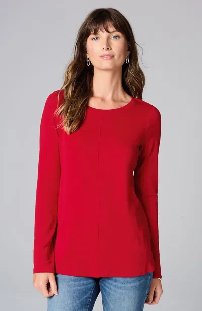 Jjill J.jill Long-sleeve Pima Crew-neck Tee In Ruby Red