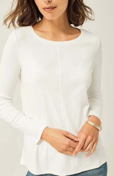 Jjill J.jill Long-sleeve Pima Crew-neck Tee In White