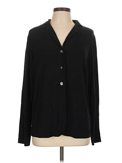 Pre-owned Jjill Long Sleeve Polo Shirt In Black