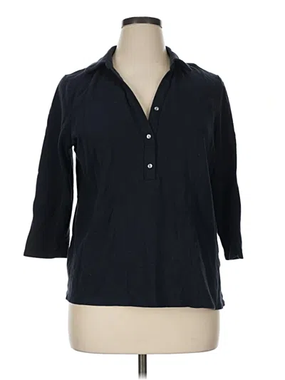 Pre-owned Jjill Long Sleeve Polo Shirt In Black