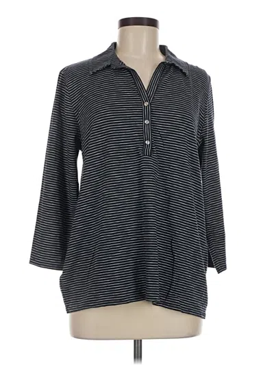 Pre-owned Jjill Long Sleeve Polo Shirt In Black