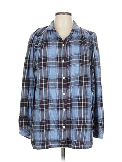 Pre-owned Jjill Long Sleeve Polo Shirt In Blue