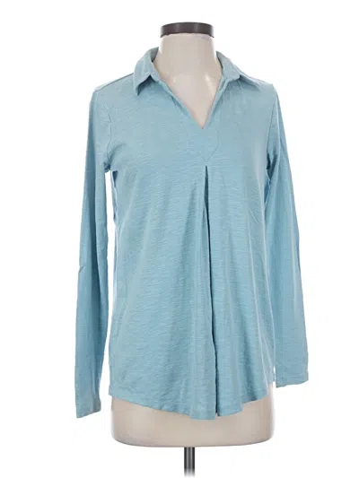 Pre-owned Jjill Long Sleeve Polo Shirt In Blue