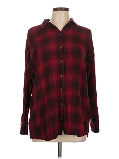 Pre-owned Jjill Long Sleeve Polo Shirt In Burgundy