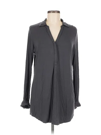 Pre-owned Jjill Long Sleeve Polo Shirt In Gray