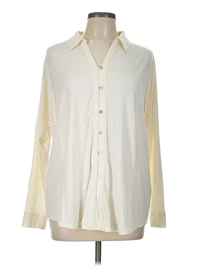 Pre-owned Jjill Long Sleeve Polo Shirt In Ivory