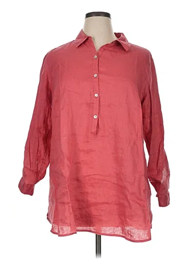 Pre-owned Jjill Long Sleeve Polo Shirt In Red