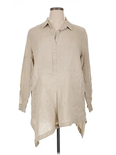 Pre-owned Jjill Long Sleeve Polo Shirt In Tan
