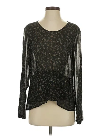 Pre-owned Jjill Long Sleeve Top Black Square Neckline Tops