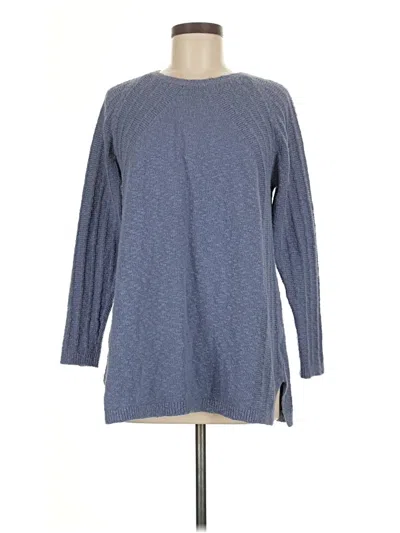 Pre-owned Jjill Long Sleeve Top Blue Crew Neck Tops