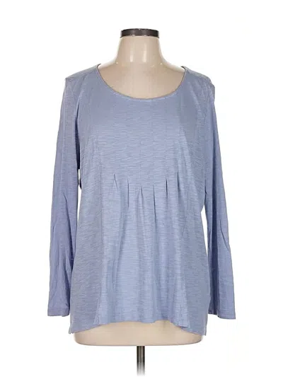 Pre-owned Jjill Long Sleeve Top Blue Scoop Neck Tops