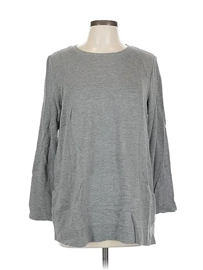 Pre-owned Jjill Long Sleeve Top Gray Crew Neck Tops