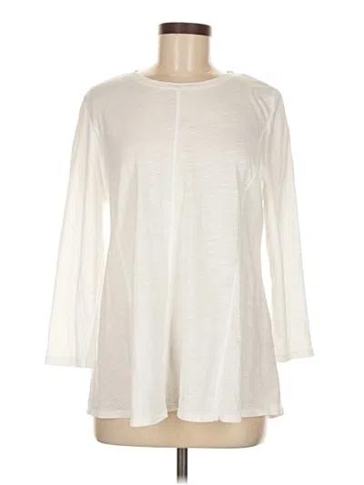 Pre-owned Jjill Long Sleeve Top Ivory Crew Neck Tops In White