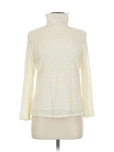 Pre-owned Jjill Long Sleeve Top Ivory Turtleneck Tops In White