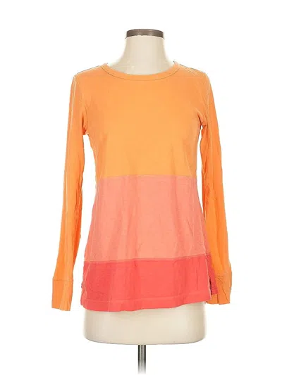 Pre-owned Jjill Long Sleeve Top Orange Color Block Pattern Boatneck Tops