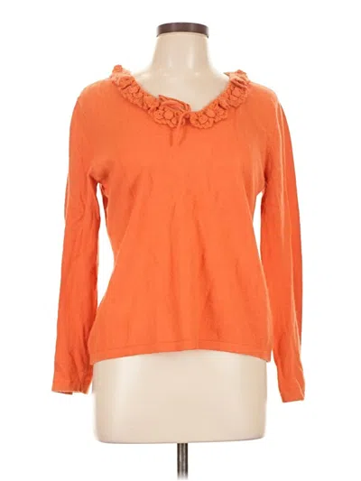 Pre-owned Jjill Long Sleeve Top Orange Ruffles Neckline Tops