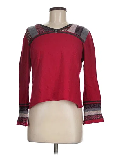 Pre-owned Jjill Long Sleeve Top Red Crew Neck Tops