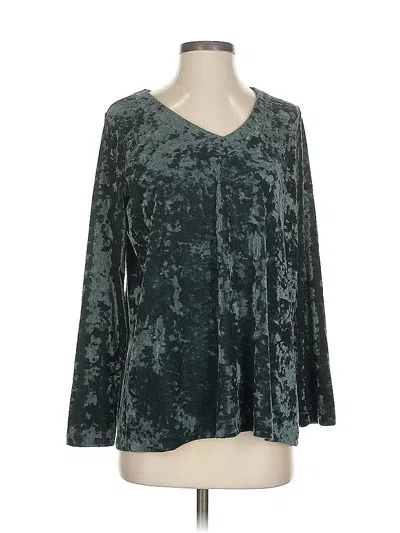 Pre-owned Jjill Long Sleeve Top Teal V Neck Tops In Blue