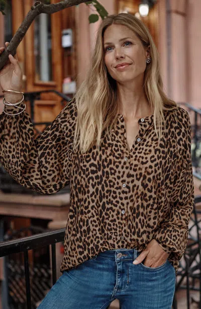 Jjill J.jill Luxe-leopard Top In Light Camel Majestic Leopard