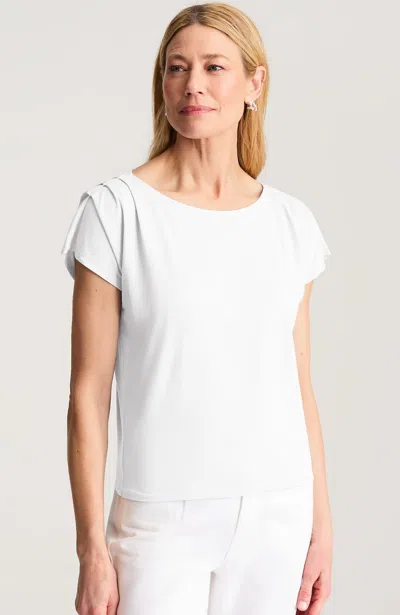 Jjill Luxe Supima Draped Tee Shirt In White