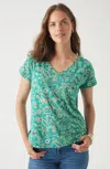 Jjill J.jill Luxe Supima® Pleat-back Tee In Blue Topaz Lovely Paisley