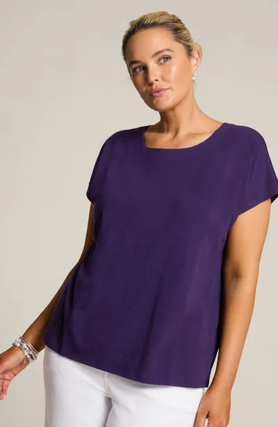 Jjill J.jill Luxe Supima® Scoop-neck Tee In Black Grape