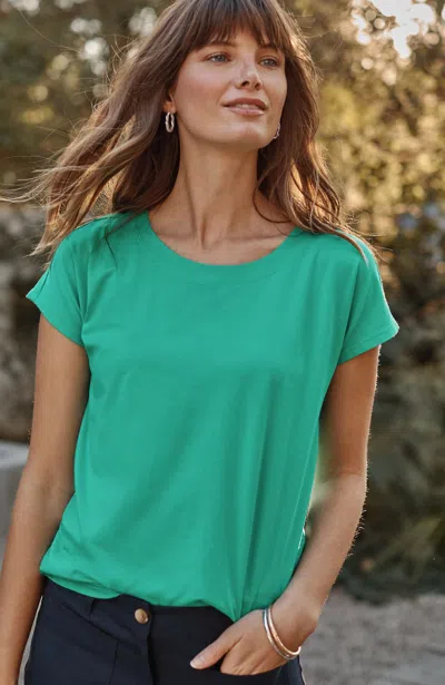 Jjill J.jill Luxe Supima® Scoop-neck Tee In Fresh Teal