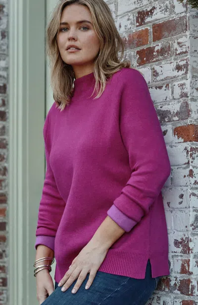 Jjill J.jill Majestic Funnel-neck Sweater In Royal Fuchsia,allium