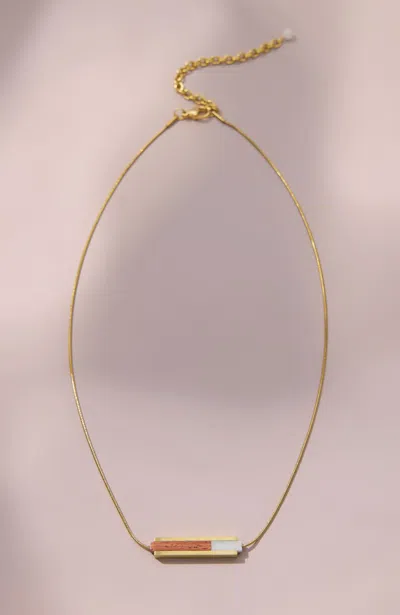 Jjill Marble & Rosewood Bar Necklace In Multi