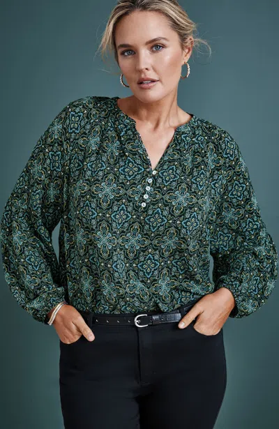 Jjill J.jill Medallion-printed Shirred Top