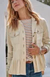 Jjill J.jill Military Peplum Jacket In Light Barley