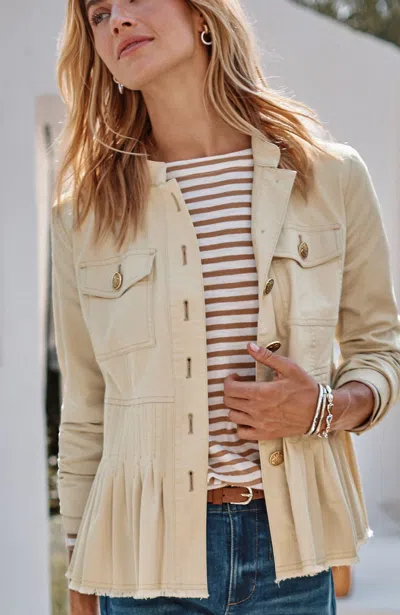 Jjill J.jill Military Peplum Jacket In Light Barley
