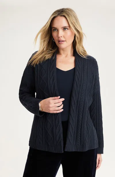 Jjill J.jill Mixed-cable Cardi In Blue