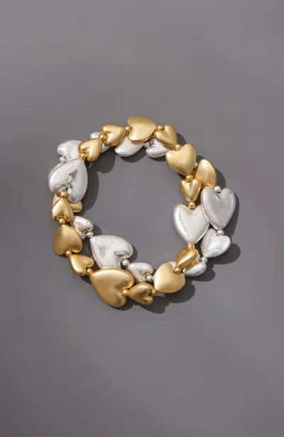 Jjill J.jill Mixed-metal Heart Bracelet Set In Gold