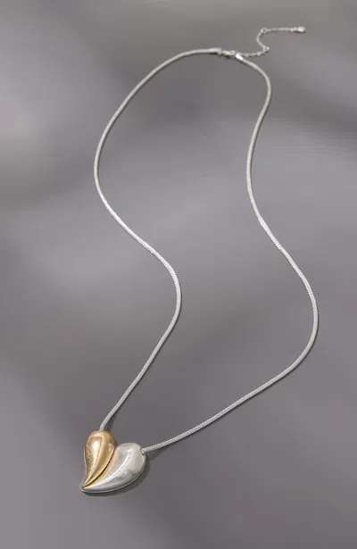 Jjill J.jill Mixed-metal Heart Pendant Necklace In Silver