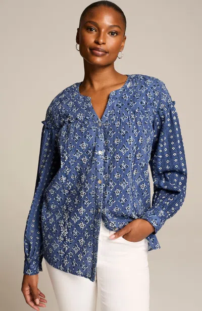 Jjill J.jill Mixed-print Seersucker Top