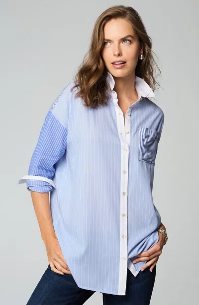 Jjill J.jill Mixed-stripes Oversized Tunic In Mirage Multi