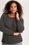 Jjill J.jill Mixed-trim Crew-neck Sweater In Gray